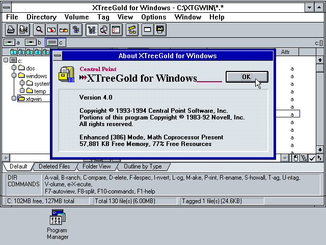 XTreeGold for Windows 4.0 - About